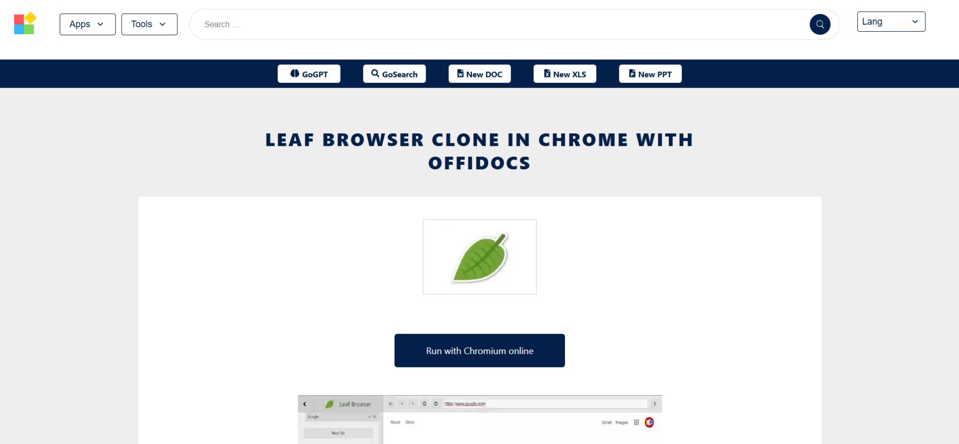 leaf browser clone in chrome with offidocs
